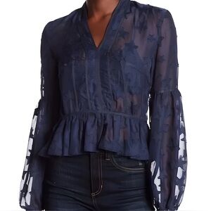 NWT | Romeo and Juliet | Blue Lace Sheer Top | Sz S